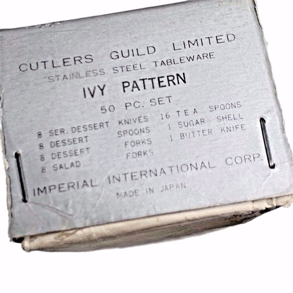 Set 4 Imperial Int'l Stainless Ivy Pattern Dinner Spoons Japan Cutlers Guild Ltd - Picture 8 of 8